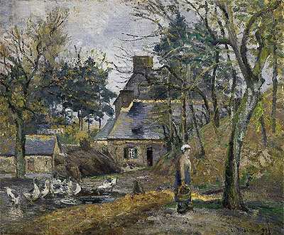 Farm at Montfoucault, 1874 | Pissarro | Giclée Leinwand Kunstdruck
