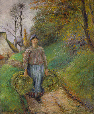 Peasant Carrying Two Bales of Hay, 1884 | Pissarro
