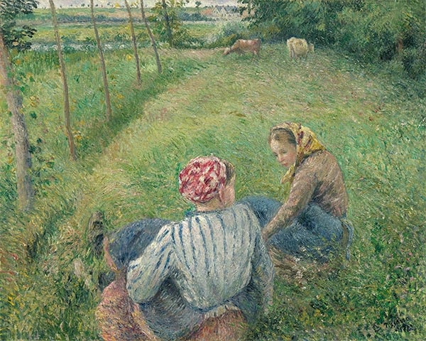 Junge Bauernmädchen, die auf den Feldern nahe Pontoise ruhen, 1882 | Pissarro | Giclée Leinwand Kunstdruck