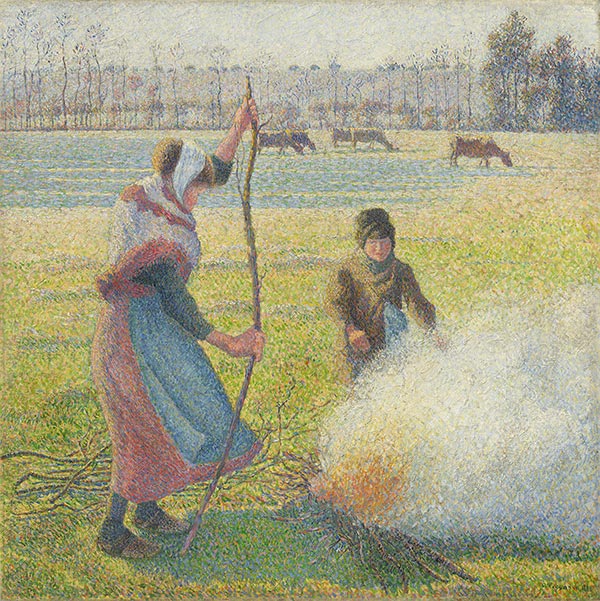 Hoar-Frost, Peasant Girl Making a Fire, 1888 | Pissarro | Giclée Canvas Print
