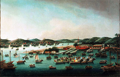 Hongkong-Hafen, n.d. von Cantonese School | Leinwand-Kunstdruck