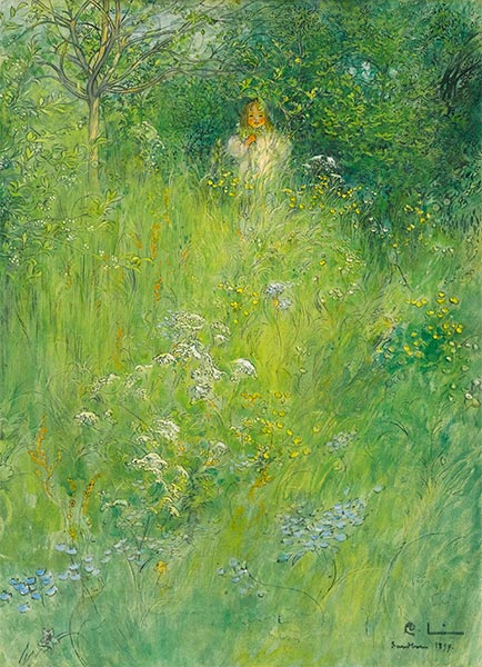 Eine Fee oder Kersti auf der Wiese, 1899 | Carl Larsson | Giclée Leinwand Kunstdruck