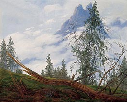 Caspar David Friedrich | Mountain Peak with Drifting Clouds, c.1835 | Giclée Canvas Print