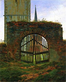 The Cemetery (Churchyard Gate), c.1825/30 von Caspar David Friedrich | Leinwand Kunstdruck