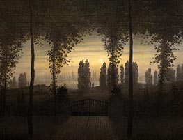 Landschaft mit Pergola und Gartentor (Gedächtnisbild für Johann Emanuel Bremer), c.1817 von Caspar David Friedrich | Leinwand Kunstdruck