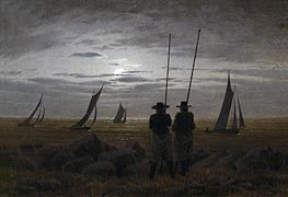 Moonlit Night on the Beach with Fishermen, 1817 von Caspar David Friedrich | Leinwand Kunstdruck