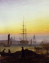 Der Greifswalder Hafen, c.1818/20 von Caspar David Friedrich | Leinwand Kunstdruck