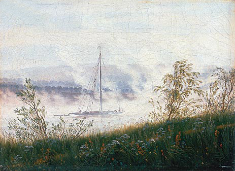 Boat on the River Elbe in the Early Morning Mist, c.1820 | Caspar David Friedrich