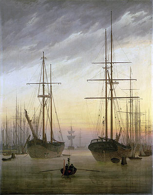 Blick auf Hafen, c.1815/16 | Caspar David Friedrich | Giclée Leinwand Kunstdruck