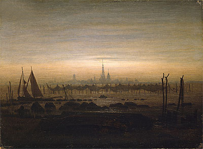 Greifswald in Moonlight, 1817 | Caspar David Friedrich | Giclée Canvas Print