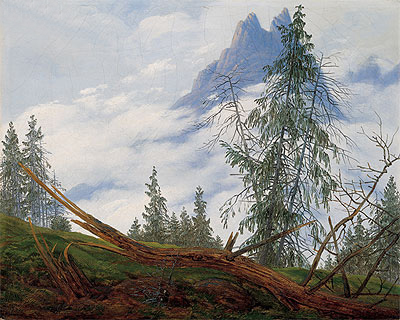 Mountain Peak with Drifting Clouds, c.1835 | Caspar David Friedrich | Giclée Leinwand Kunstdruck