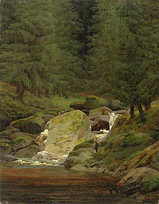 The Evergreens by the Waterfall, n.d. | Caspar David Friedrich | Giclée Leinwand Kunstdruck