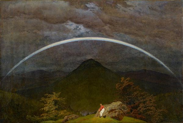 Berglandschaft mit Regenbogen, c.1810 | Caspar David Friedrich | Giclée Leinwand Kunstdruck