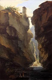 Bridge and Gorges of Dala River in Leuekerbad, View towards the Valley | Caspar Wolf | Gemälde Reproduktion