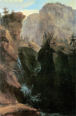 Caspar Wolf | Felsschlucht mit Wasserfall, 1775 | Giclée Leinwand Kunstdruck
