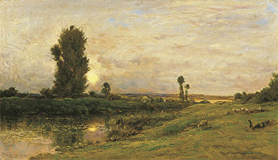 Moonrise on the Banks of the River Oise, 1874 | Charles-Francois Daubigny | Giclée Canvas Print