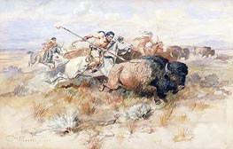 A Kiowa's Odyssey: The Buffalo Hunt, 1877 von Charles Marion Russell | Papier-Kunstdruck