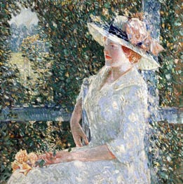 An Outdoor Portrait of Miss Weir, 1909 von Hassam | Leinwand Kunstdruck