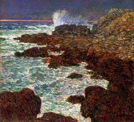 Seaweed and Surf, Appledore at Sunset | Hassam | Painting Reproduction