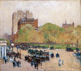 Spring Morning in the Heart of the City, 1890 by Hassam | Canvas Print