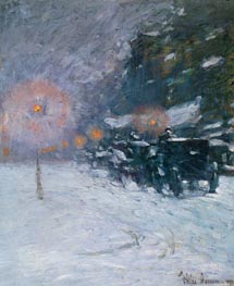 Winter, Midnight, 1894 by Hassam | Canvas Print