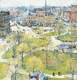 Union Square in Spring, 1896 von Hassam | Leinwand Kunstdruck