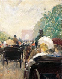Carriage Parade, 1888 von Hassam | Leinwand Kunstdruck