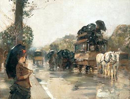 April Showers, Champs Elysees, Paris, 1888 von Hassam | Leinwand Kunstdruck