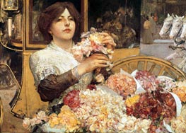 The Rose Girl, c.1888 von Hassam | Leinwand Kunstdruck