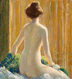 Nackt sitzen, 1912 von Hassam | Leinwand Kunstdruck