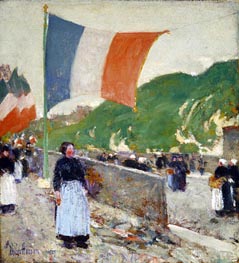 Montmartre: July 14, 1889 von Hassam | Leinwand Kunstdruck