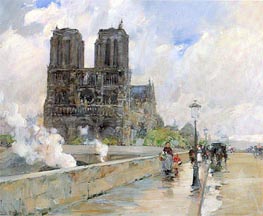 Notre Dame Cathedral, Paris, 1888 von Hassam | Leinwand Kunstdruck