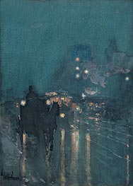Nocturne, Railway Crossing, Chicago | Hassam | Painting Reproduction