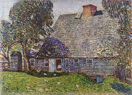 The Old Mulford House, East Hampton, 1917 von Hassam | Leinwand Kunstdruck