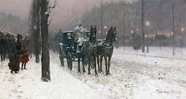 Paris, Wintertag, 1887 von Hassam | Leinwand Kunstdruck