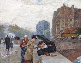 Quai St. Michel, 1888 von Hassam | Leinwand Kunstdruck