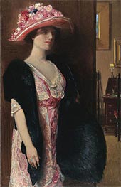 Fire Opals (Lady in Furs: Portrait of Mrs. Searle), 1912 von Hassam | Leinwand Kunstdruck