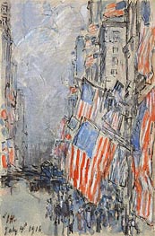 Flag Day, Fifth Avenue, July 4th 1916 | Hassam | Gemälde Reproduktion