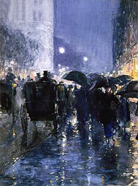 Rainy Night, c.1895 by Hassam | Paper Art Print