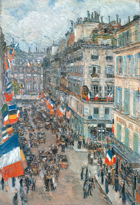 July Fourteenth, Rue Daunou, 1910, 1910 | Hassam | Giclée Canvas Print