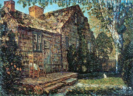 Little Old Cottage, Egypt Lane, East Hampton, 1917 | Hassam | Giclée Leinwand Kunstdruck