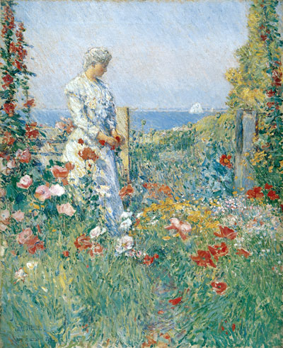 In the Garden (Celia Thaxter in Her Garden), 1892 | Hassam | Giclée Leinwand Kunstdruck
