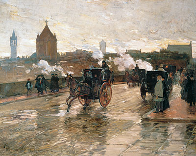 Clearing Sunset (Corner of Berkeley Street and Columbus Avenue), 1890 | Hassam