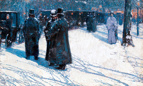 Cab Stand at Night, Madison Square, 1891 | Hassam | Giclée Canvas Print