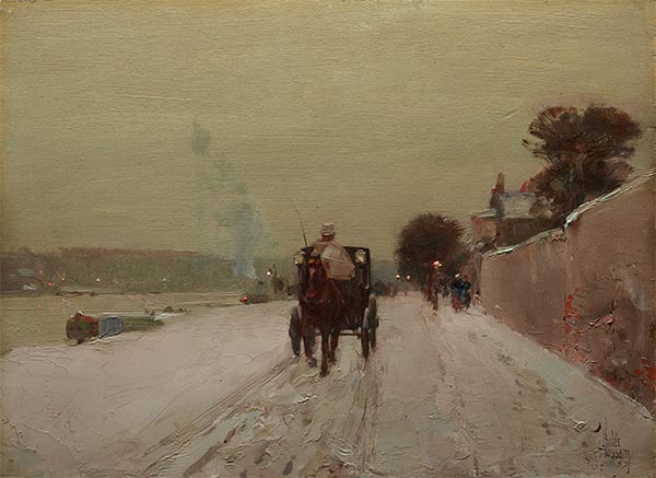 Along the Seine, Winter, 1887 | Hassam | Giclée Canvas Print