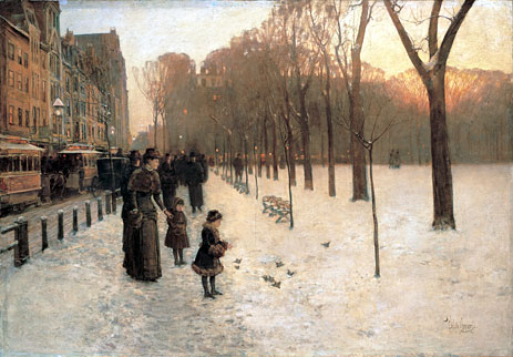 Boston Common at Twilight, c.1885/86 | Hassam | Giclée Leinwand Kunstdruck