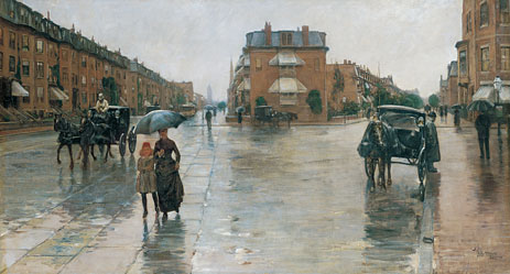 Rainy Day, Columbus Avenue, Boston, 1885 | Hassam | Giclée Leinwand Kunstdruck