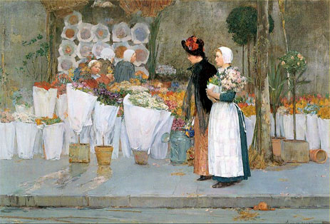 At the Florist, 1889 | Hassam | Giclée Leinwand Kunstdruck
