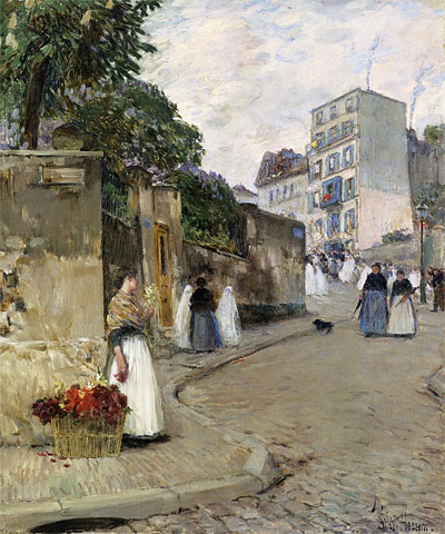 Rue Montmartre, Paris, c.1888 | Hassam