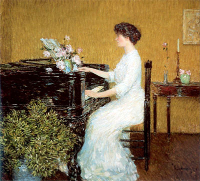 Am Klavier, 1908 | Hassam | Giclée Leinwand Kunstdruck